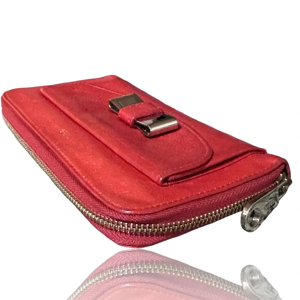 Chloe Wallet ❤️ COA Lily Ribbon Wallet in Bright Red Soft Pebbled Leather